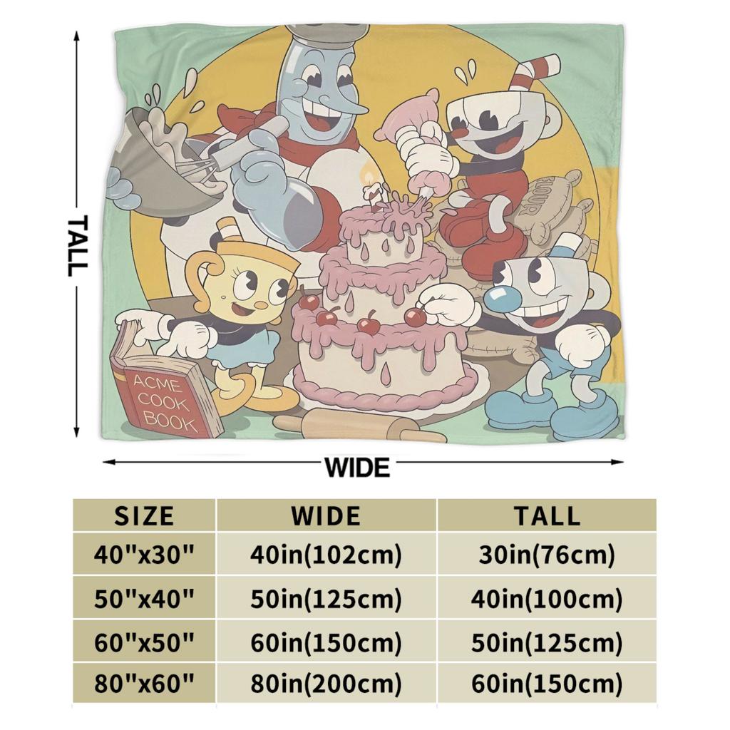 Cupheads & Mugmans Blanket Cartoon Warm Soft Funny Plush Throw Blanket For Kids Adult Living Room Flannel Bedspread Bed Cover