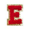 Red A-Z Chenille Embroidery Letter Patches, 5cm Self-Adhesive for DIY Clothing.