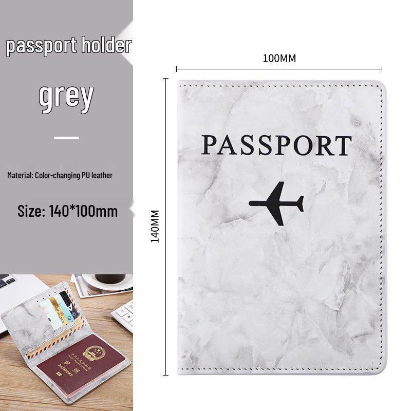 Marble Pattern Passport Holder with Ticket Clip and Custom Logo