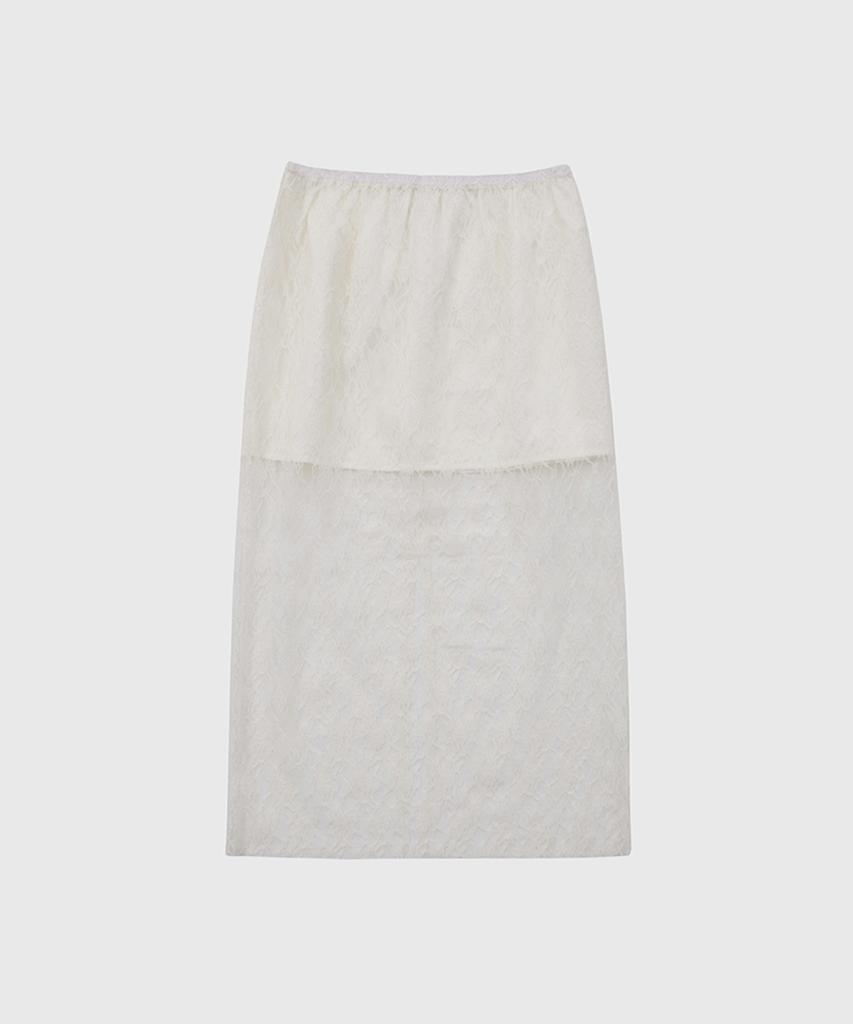 Kwinseulaebis Lace See-Through Banding Layered Skirt