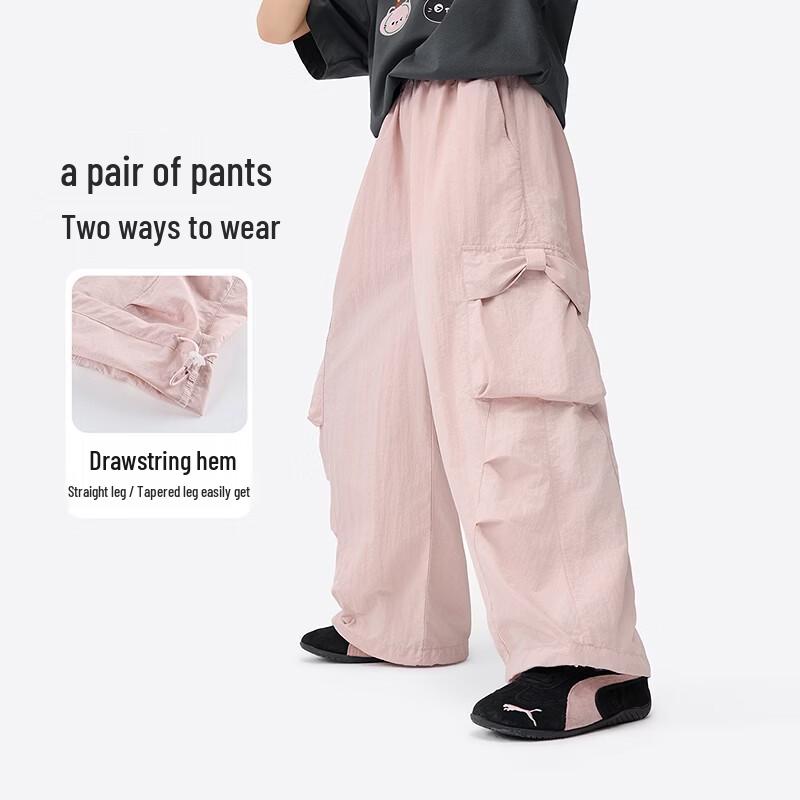 Girls' Summer Breathable Tapered Cargo Pants