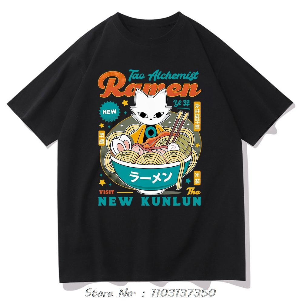 

Nine Sols Yi Ramen T-shirt Fashion Men Aesthetic Funny Cute Cat Noodle T Shirt Unisex High Quality Noodles Cotton Tshirt Tops 4XL
