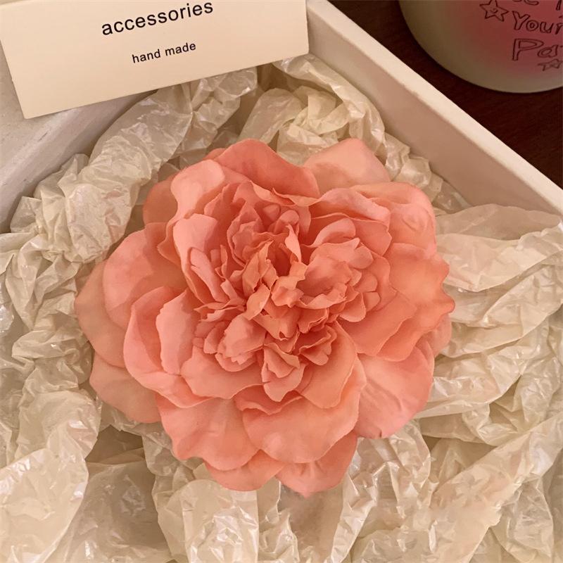 French Retro Peony Hair Clip Romantic Flowers Side Clip Duckbill Clip Hair Pin Woman Headwear Barrette Bridal Headdress