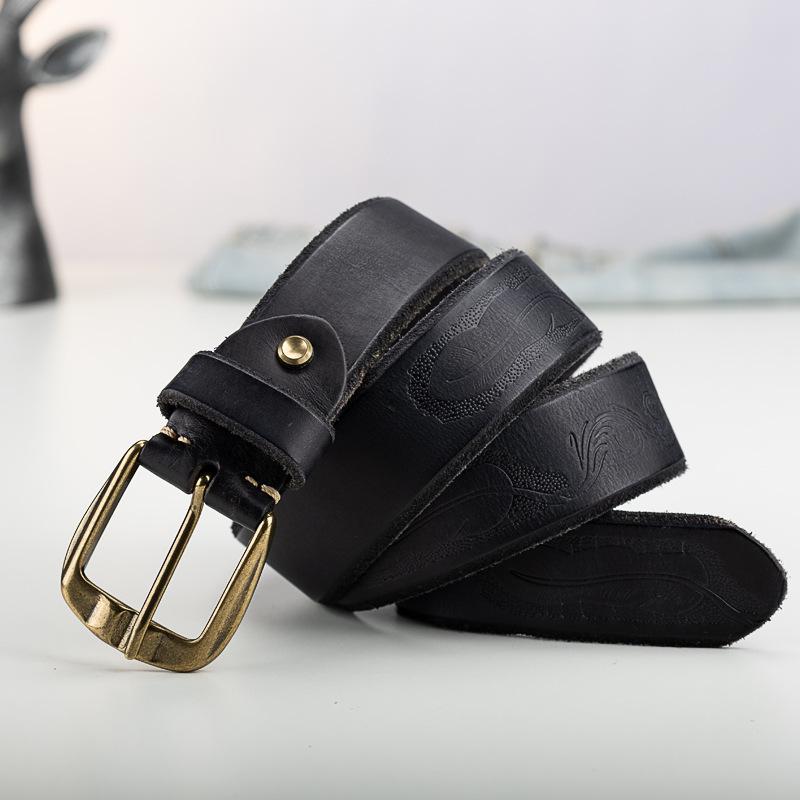 Personalitate Retro Primul Strat Piele de Vacă Gravat Curea Bărbați Piele Cataramă cu Ac Modă Lejeră Blugi Pantaloni Casual Curea