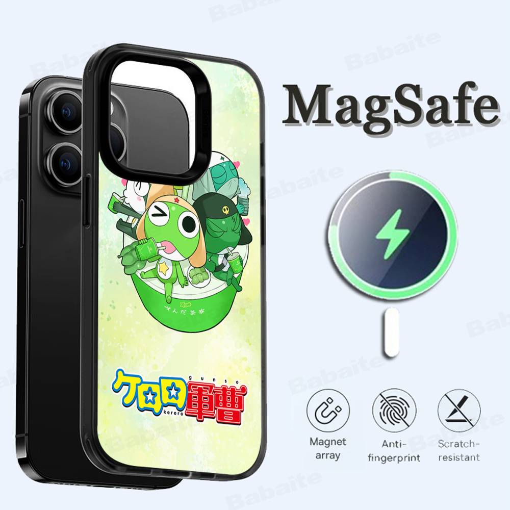 Cartoon Keroro Gunsou Frog Phone Case Magesafe Magnetic Wireless Charge Case For IPhone 16 11 12 13 14 15 Pro Max Plus Mini