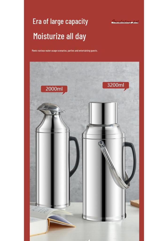 Stainless Steel Electric Kettle and Thermos Flask - Large Capacity, Insulated Water Bottle for Dorm or Home.