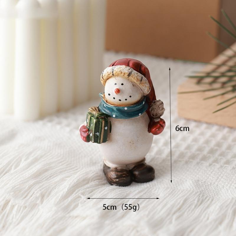 Christmas Resin Figurine Snowman Santa Statue Ornament for  Living Space Table Decoration Resin Craft Present