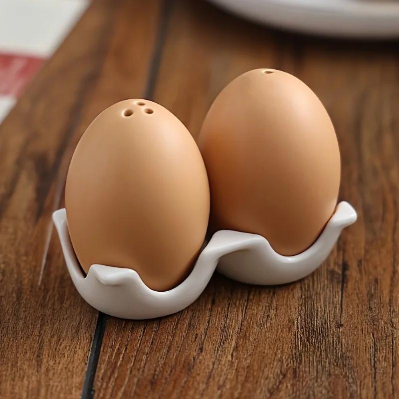 Egg Shaped Ceramic Flavoring Utensils Creative Ceramic Kitchen Household Eggs Grid Practical Kitchen Tools Seasoning Jar Bottles