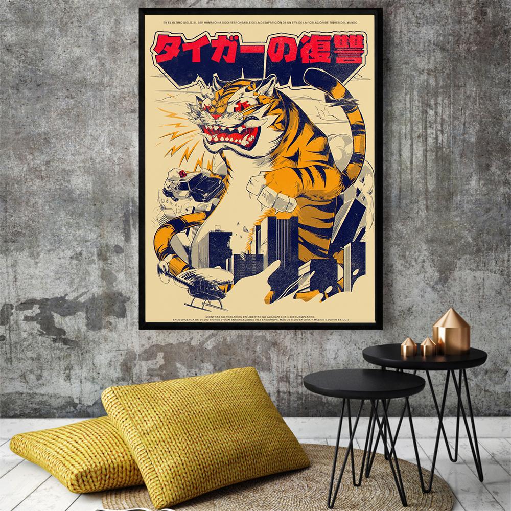 Japanese Canvas Print La Tinta Cat Poster Art Vintage Magazine Painting Wall Pictures For Living Room Home Decoration No Frame