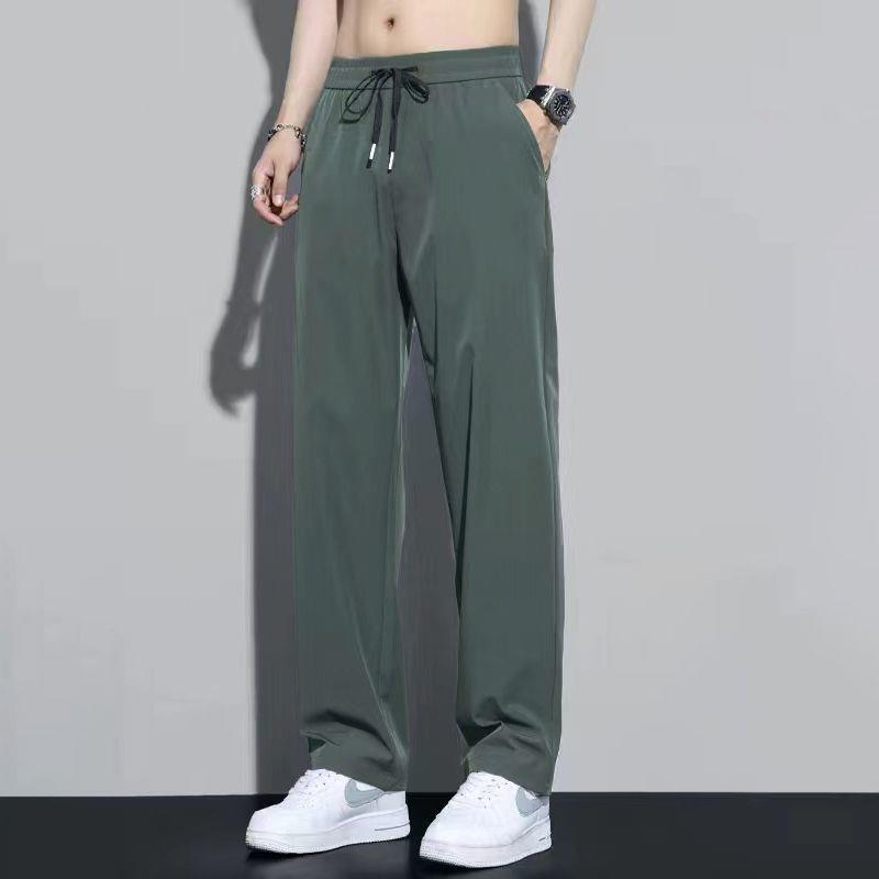 Men's Summer Thin Ice Silk Quick-Dry Loose Straight-Leg Western Drape Trousers