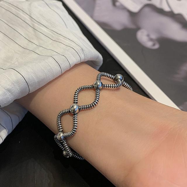 

ANENJERY браслет с перекрестными линиями для мужчин и женщин в стиле ретро, ​​тайские серебряные ювелирные изделия ручной работы, оптовая продажа