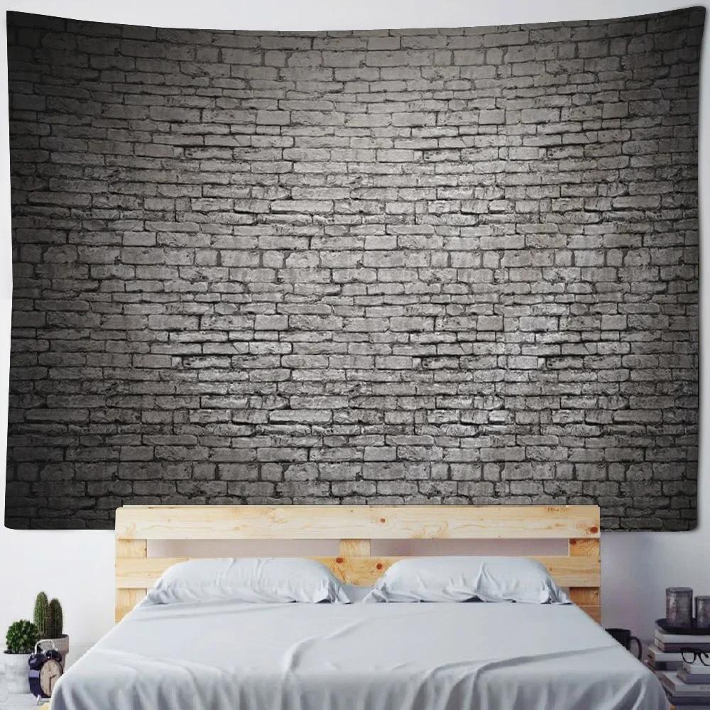 3D Printing Stone Wall Tapestry Vintage Wooden Brick Wall Hanging Cloth Bohemian Psychic Hippie Background Wall Home Decoration