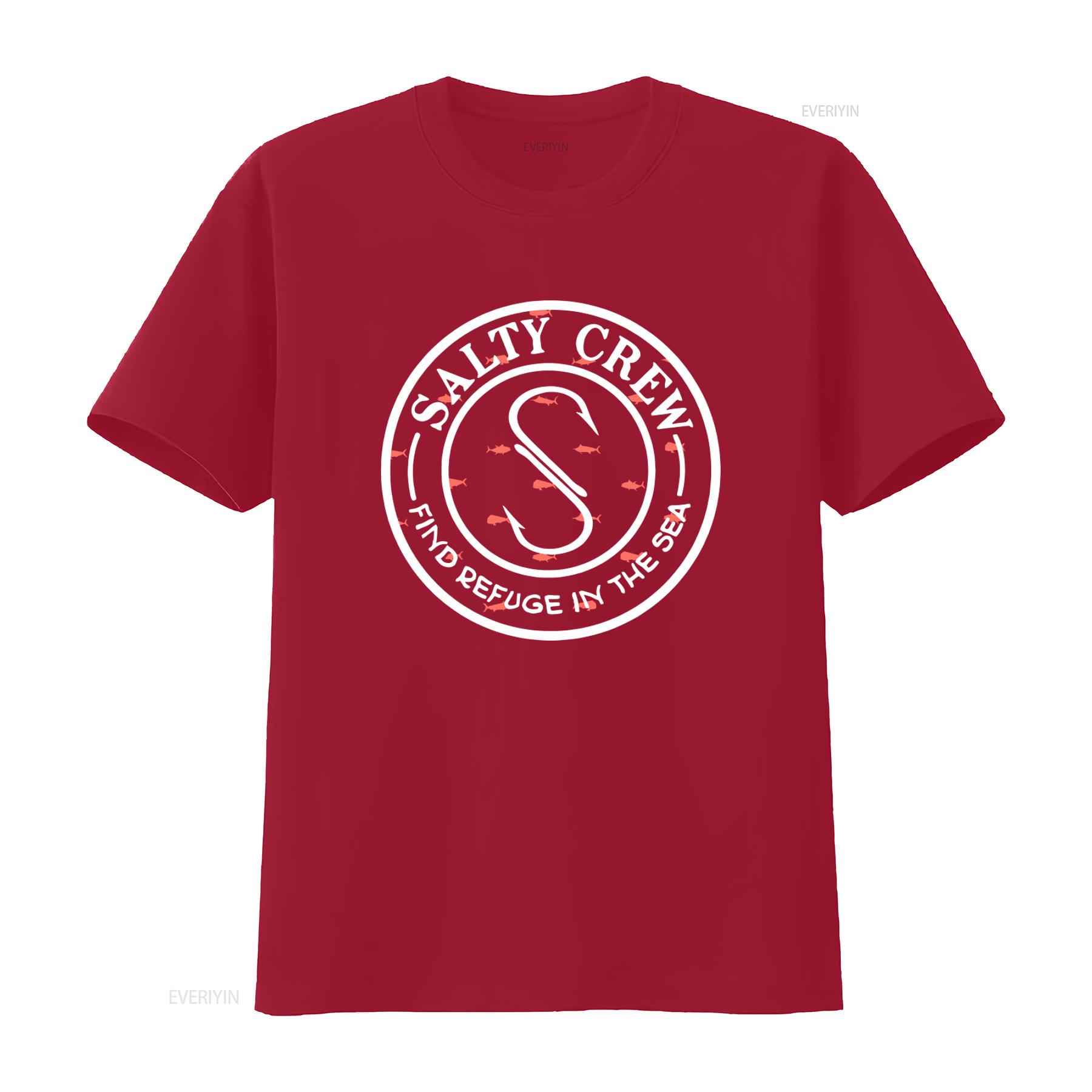 SALTY CREW Mens M Red Fishing Fish T Shirt Find Refuge In The Sea Design vintage Washed graphic fashion Soft Stylish S