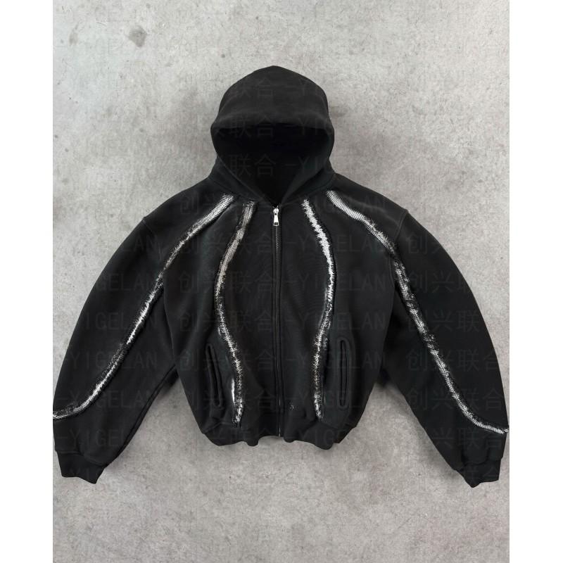 Unisex Streetwear Hooded Zip-Up Sweatshirt Casual