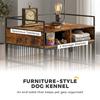 Dog Crate Furniture, Dog Cage with Rotatable Feeding Station and Storage Shelves, End Side Table Indoor Pet Kenne