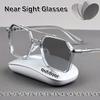 2024 Women Short-sighted Eyeglasses New Double Beam Photochromic Myopia Glasses Vintage Anti-reflective Near Sight Glasses