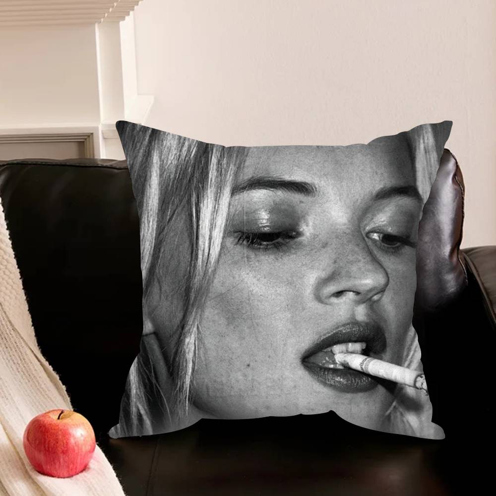 K-Kate M-Moss Fashion Modern Pillowcase For Sofa Room Office Decor Printing Protector Cushion Cover Valentine Gift Custom