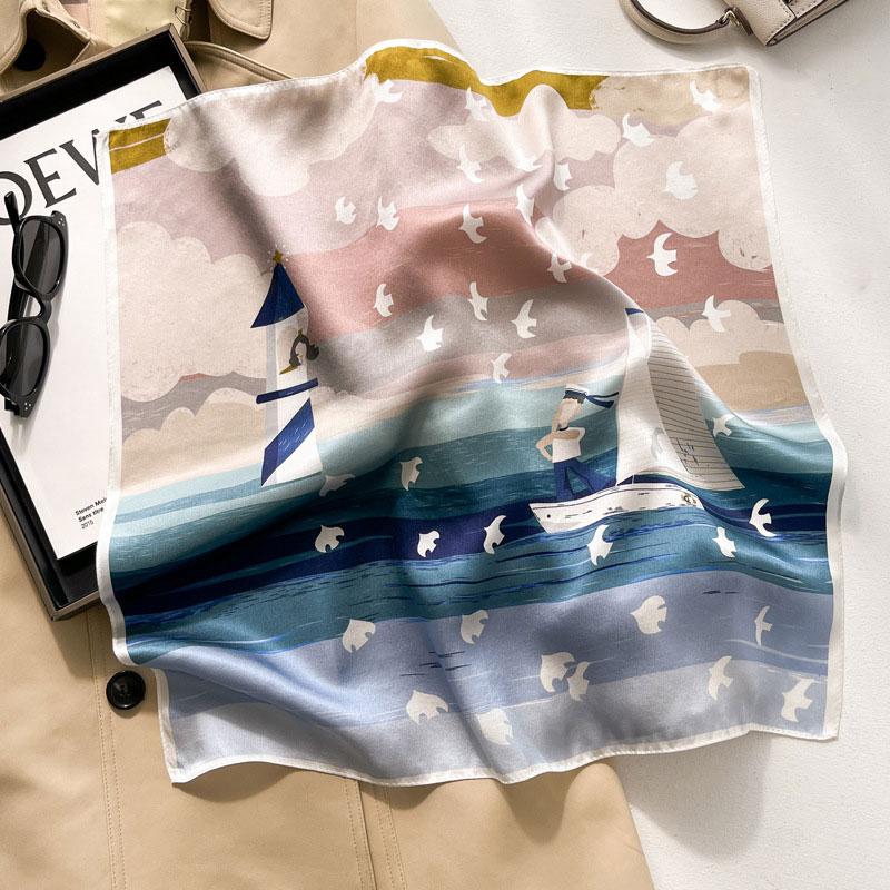 Luxury Brand 100% Real Silk Scarf Women Square Neck Tie Shawls Wraps for Ladies Foulard Scarves Pashmina Female Hijab Bandana