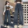 Girls' Wide-Leg Jeans - Elastic, Trendy Korean Style for Spring & Autumn