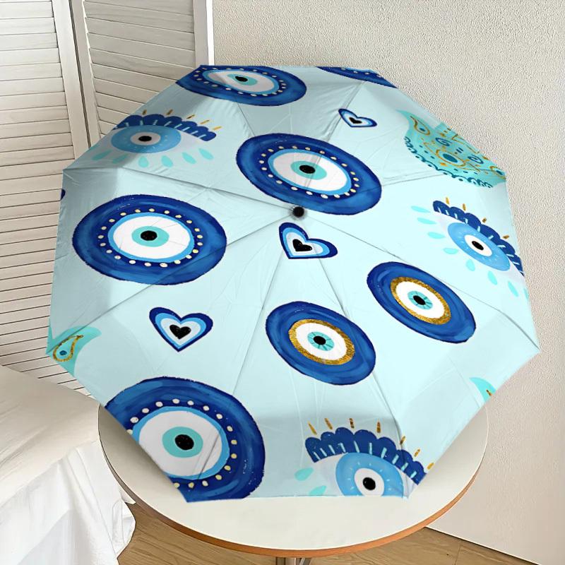 1PC evil eye hamsa Umbrella-8-Rib Reinforced, Automatic Open, Lightweight & Durable, Fashion Accessory for Outdoor, J0328