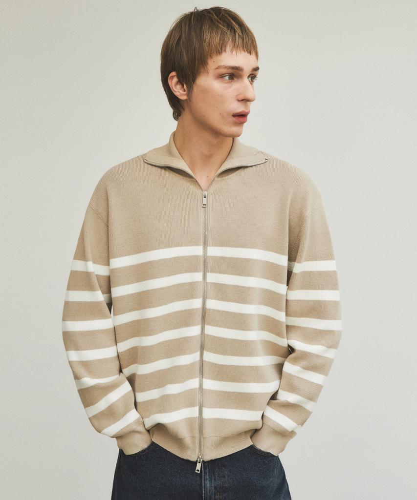 Wednesday Oasis Always High-Neck Striped Knit Zip-Up_3 Colors (Wc25-Kn06)