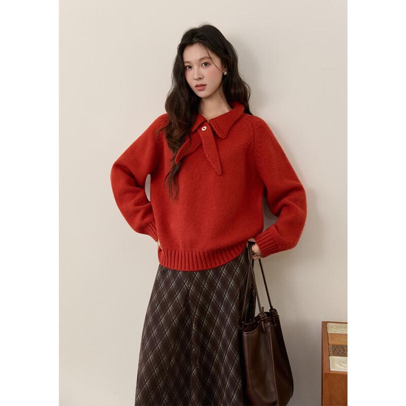 Women s Festive Red Bow Tie Knit Sweater One Size