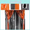 Macaron Orange And Black Rain Curtain For Halloween Scene Setting And Party Supplies