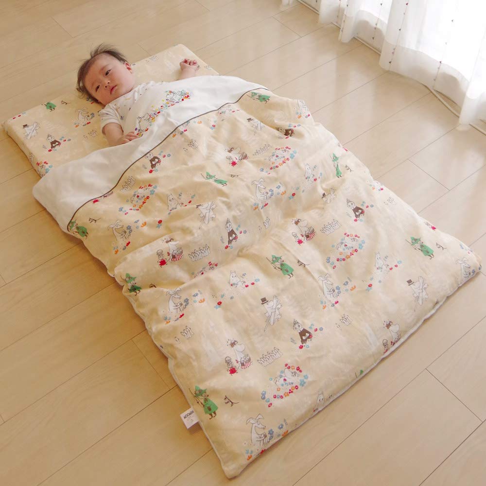 Moomin Baby Futon Mini 7 Piece Set Made in Japan Sunny Beige baby.e-sleep
