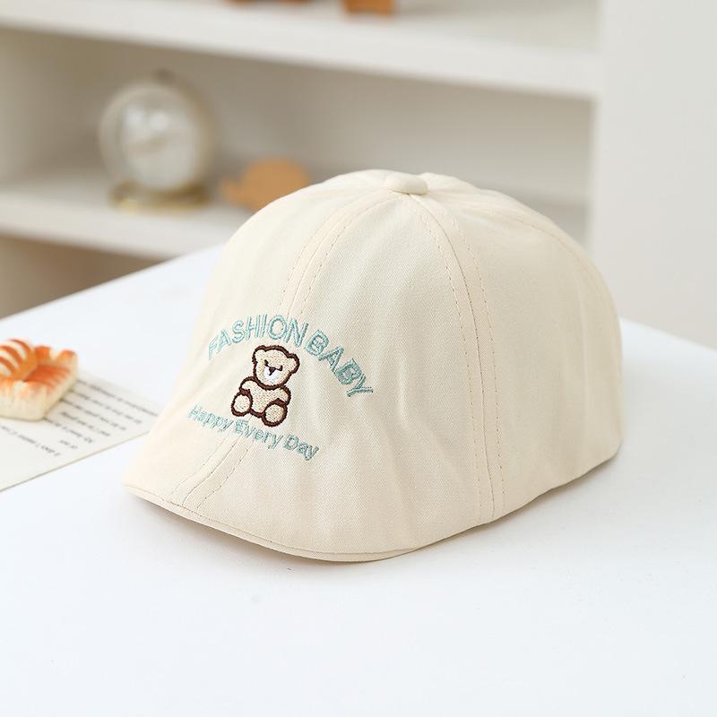 Cute Unisex Baby Cartoon Embroidery Beret - Korean Style Spring/Autumn Fashion Flat Cap