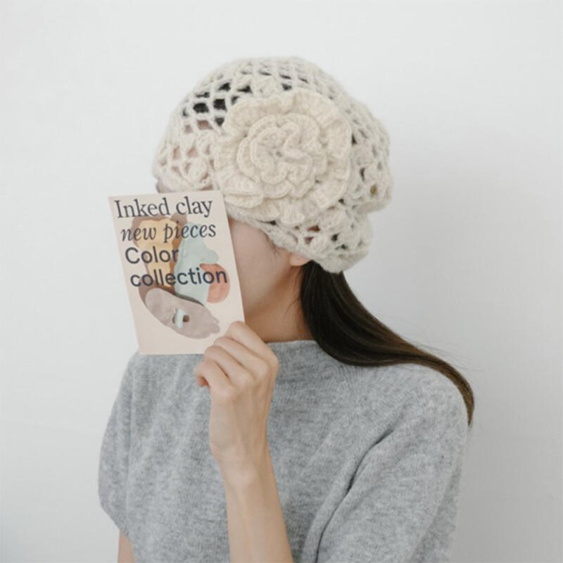 Damen Blumenmuster Strickmütze Herbst Strickmütze