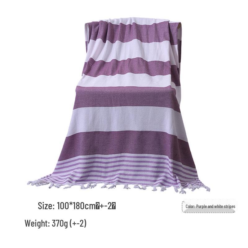 Customizable Quick-Dry Turkish Striped Tassel Beach Shawl and Bath Towel