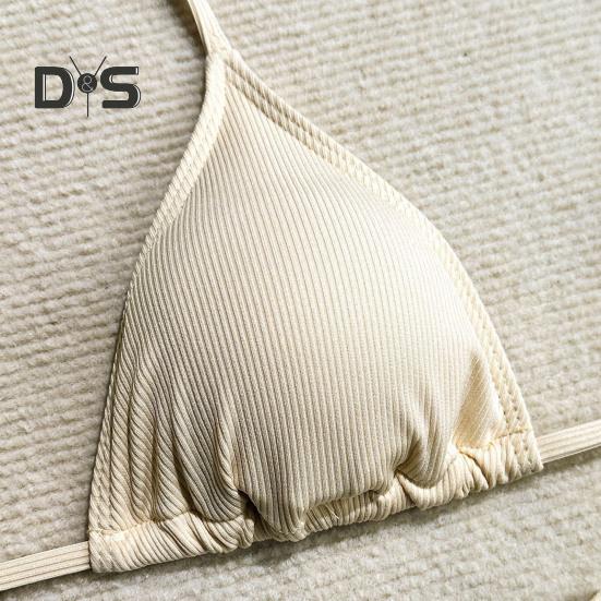 4-teiliges Set für Damen, sexy Badeanzug, Neckholder-BH und Slip mit Schnürung, Rüschenbesatz, Strandstil, langärmeliges Cover-Up-Top und Rock-Set