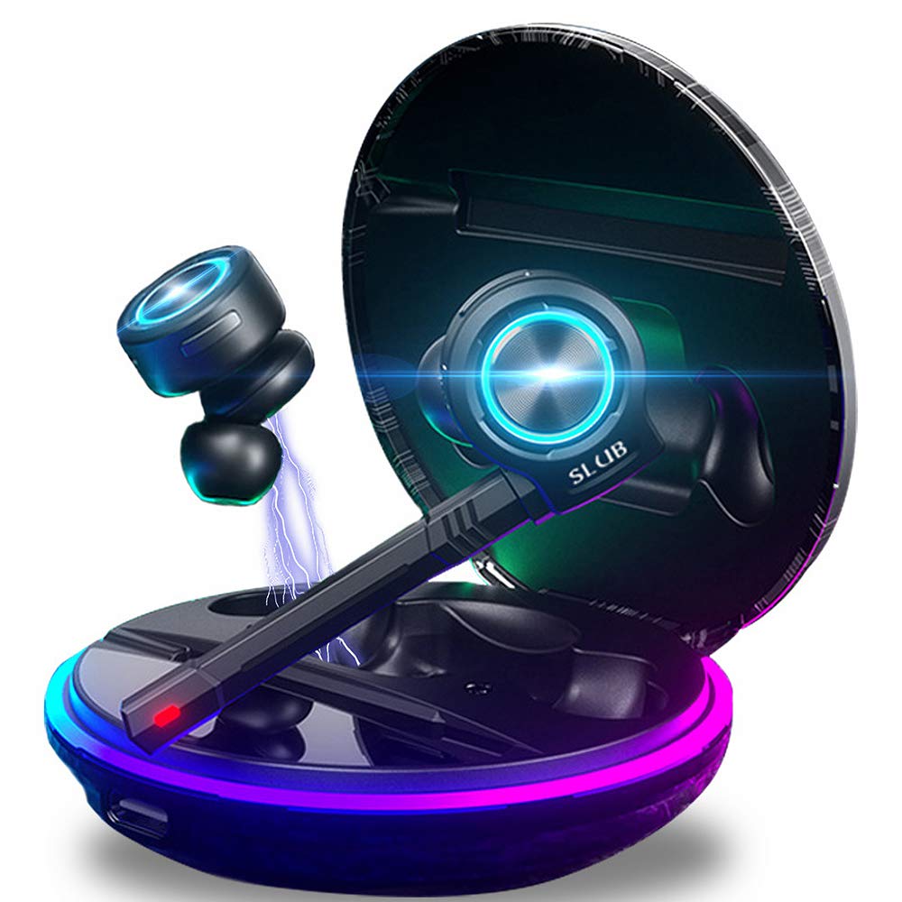 Wireless Gaming Bluetooth Earphones with Detachable HiFi Sound Noise Automatic Compact and Stable Charging Case Compatible with Black Mic, In-Ear
