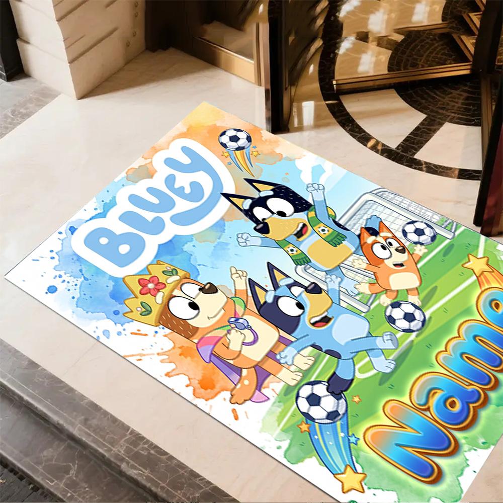 Penguin Christmas Wreath Personalized Name Floor Rug Office Rug Design for Dining Room Decorate room Living Rooms Entryway Antislip Carpet