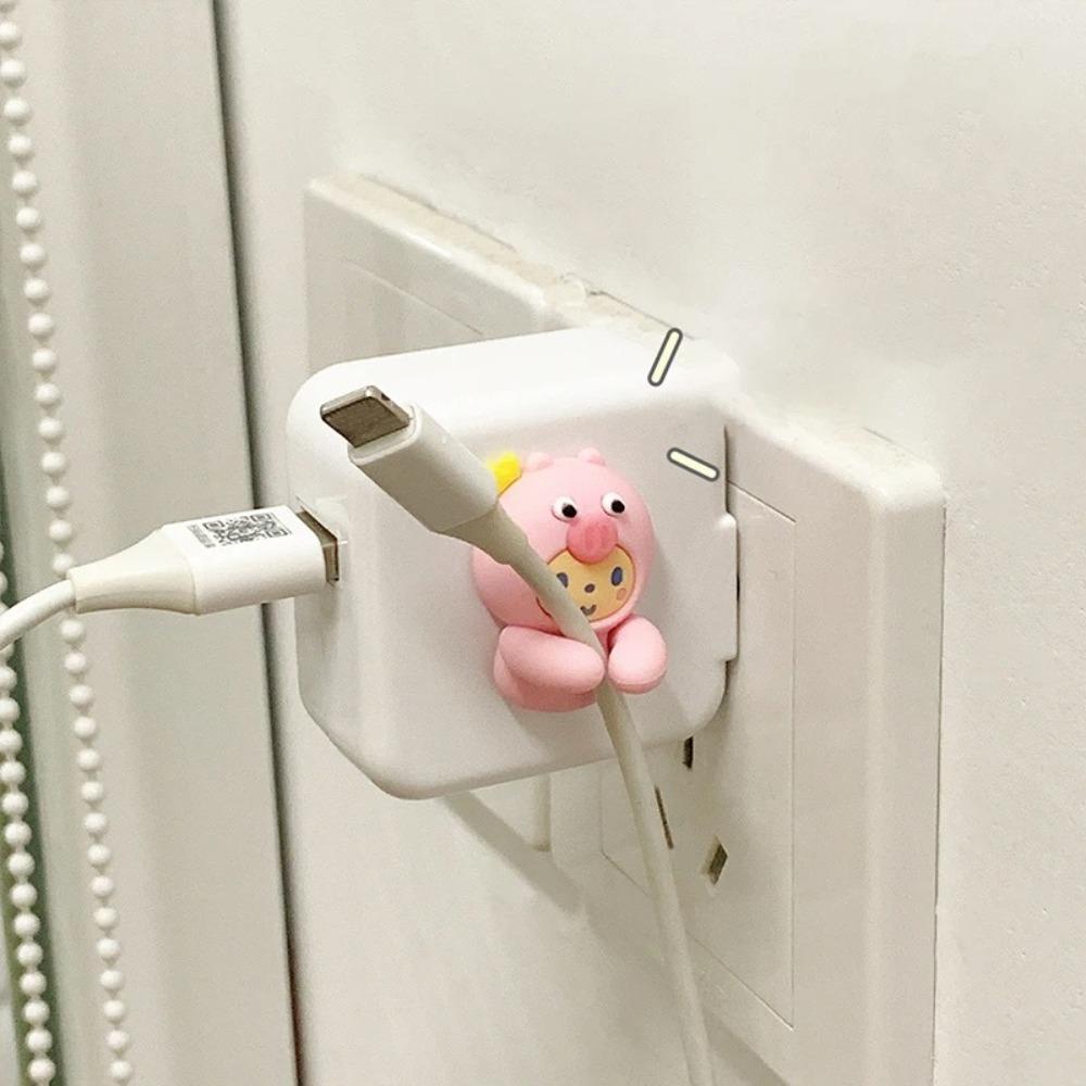 2Pcs Desk Organizer Cartoon Cable Holder PVC Cable Clamp Kawaii Cute Cartoon Clamp Clips
