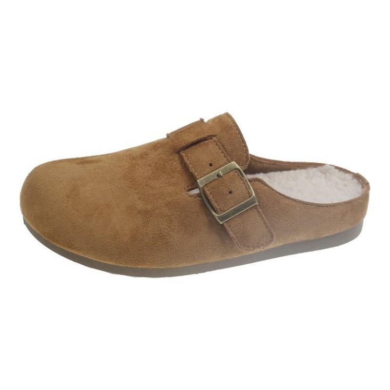 New Autumn and Winter Retro Burken Shoes, Half-slipper, One-foot Women's Shoes, Height-increasing Headband