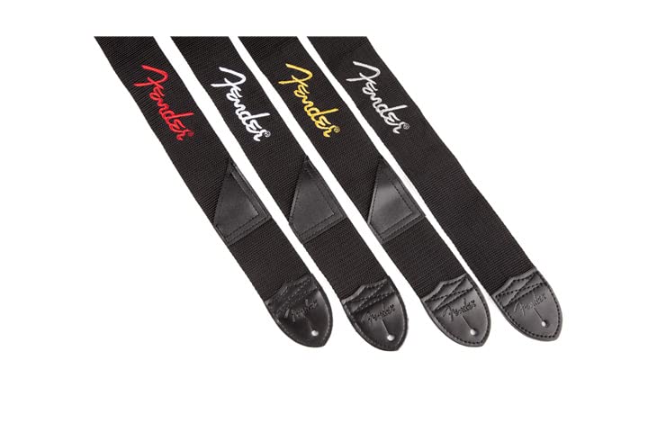 Fender Strap Black Poly Strap Logo ® 2" w/Red ®