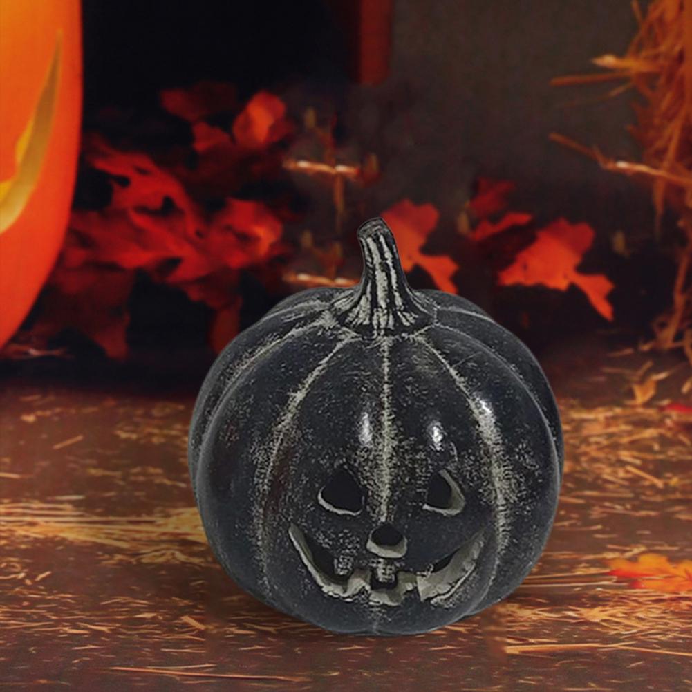 Halloween Pumpkin Figurine Handmade Tabletop Decoration for Home Porch Front Door Mantel Room Decor