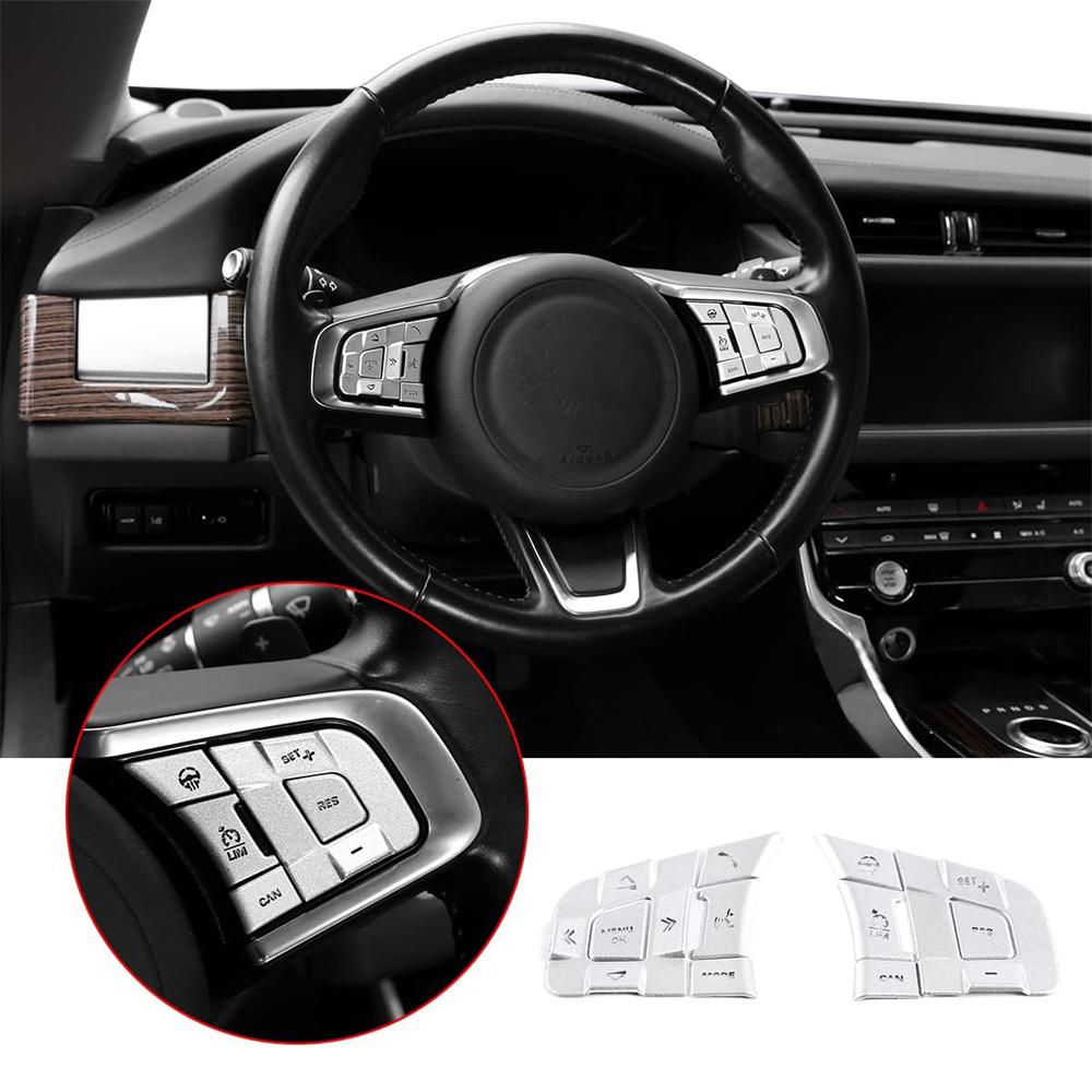 Silver Alloy Steering Wheel Button Cover Trim For Jaguar F-Pace F-Type Xe Xf