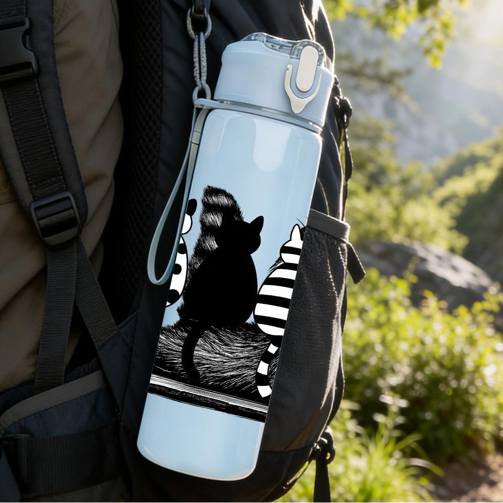 1PC Multi Pattern Cat Collection 750ml Color Plastic Sports Water Bottle Leakproof Flip Straw Lid Suitable for Sports Office Home Use
