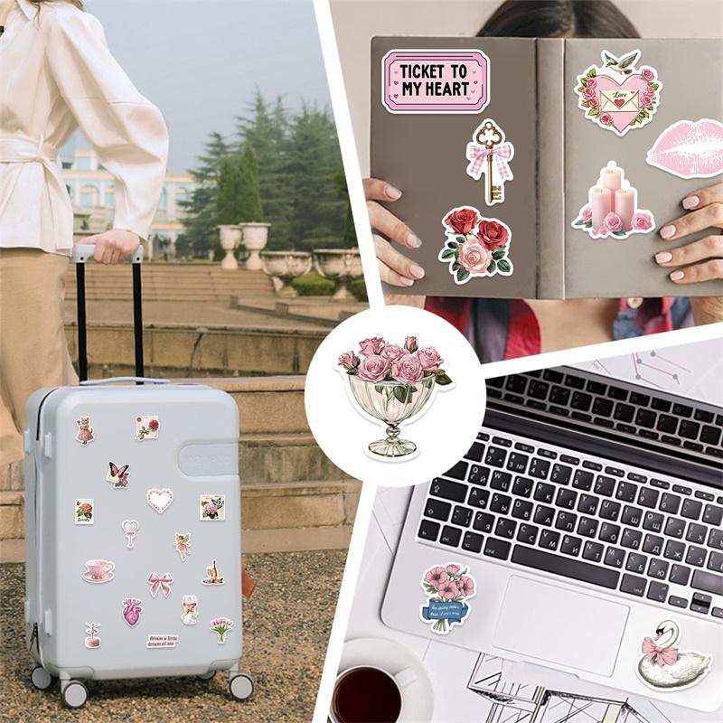 10/30/50PCS Kawaii Pink Angel PVC Sticky Sticker Aesthetic Stationery DIY Children's Decoration Scrapbooking School Supplies