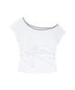 ILLIGO Sesso Floral One-Shoulder Shirred Top White