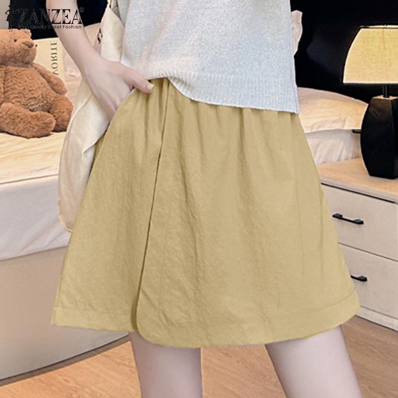 ZANZEA Womens Summer Casual Solid Color Loose Shorts Culottes