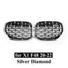 Car Tuning Front Gloss Black Kidney Diamond Grille for BMW X1 F48 2020 2021 2022 SUV sDrive18i sDrive20i xDrive20i