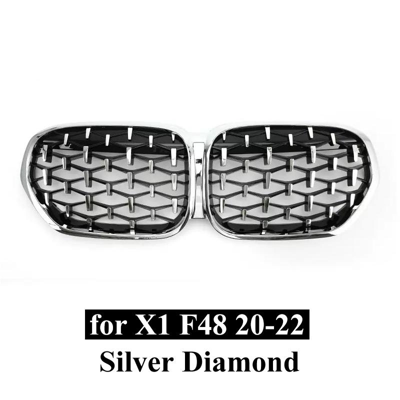 Car Tuning Front Gloss Black Kidney Diamond Grille for BMW X1 F48 2020 2021 2022 SUV sDrive18i sDrive20i xDrive20i