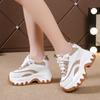 fashion Women Thick Bottom Leather Sneakers New 2024 Chunky Breathable Female Casual Shoes Ladies High Platform White Sports Shoes 8CM