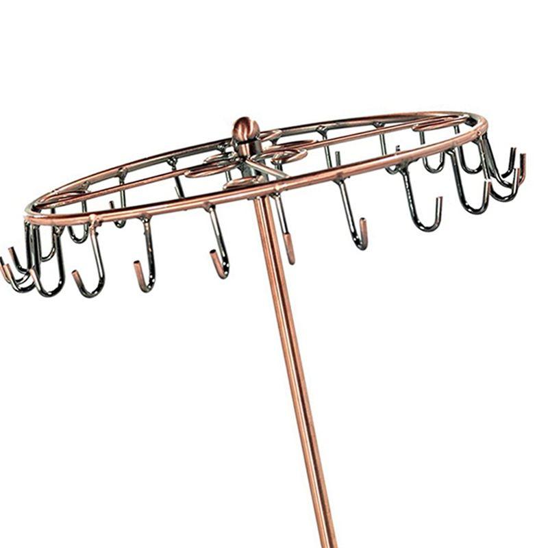 M-Modern-13.3 Inch Black Metal Rotating Jewelry Stand Organizer For Necklaces And Bracelets