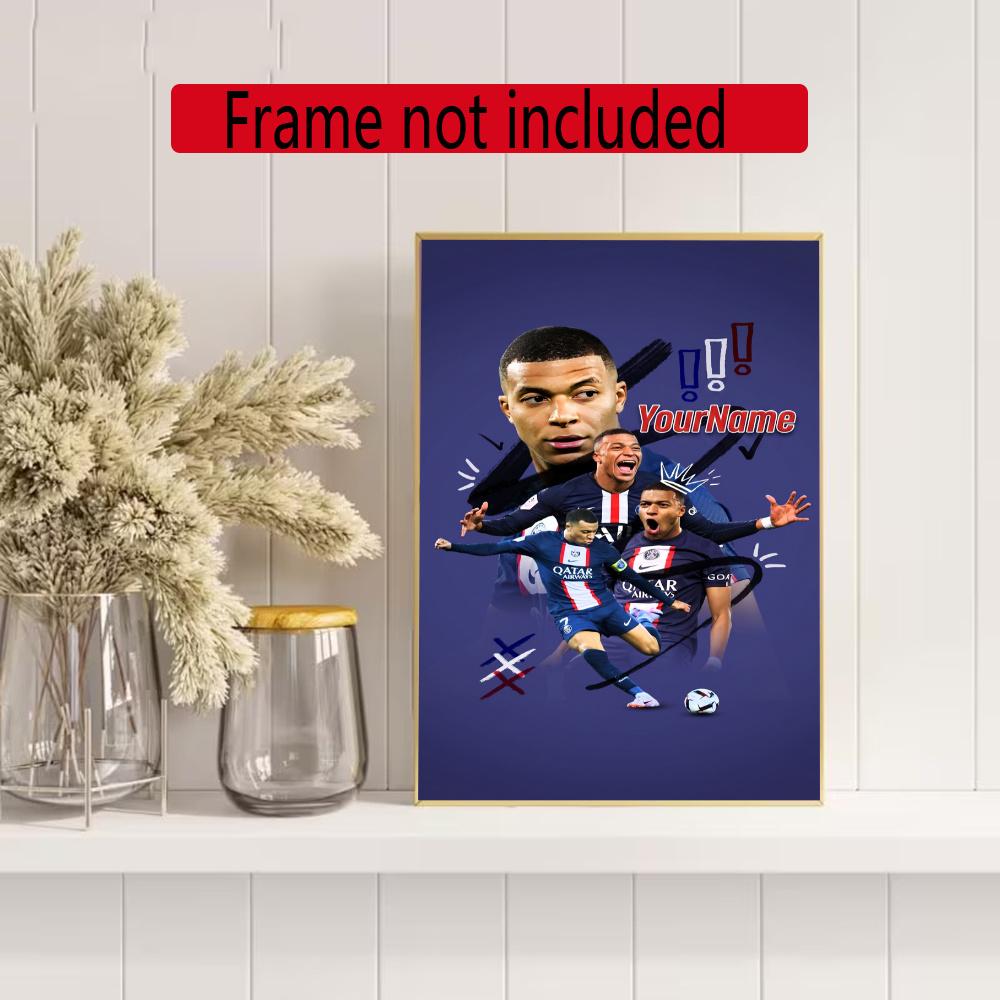 Mbappe Customize Your Name Diamond Painting Round Diamond Diy Frameless Holiday Artwork Suitable For Home Office Wall Decoration