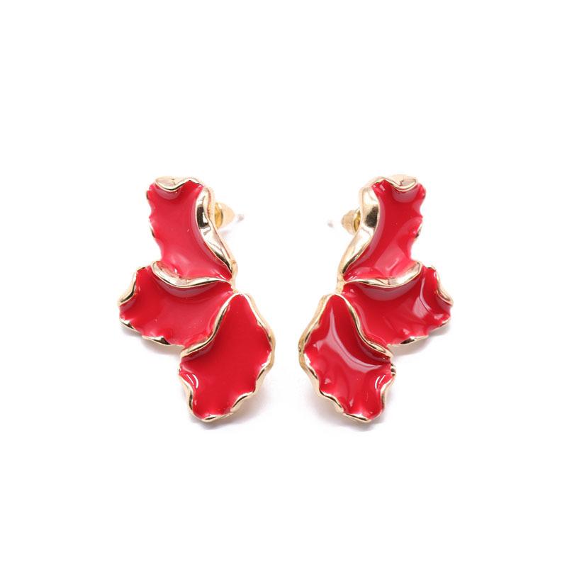 New Red Green Glaze Geometric Dangle Earrings for Girls White Enamel Women's Unusual Earrings Irregular New Year Earrings