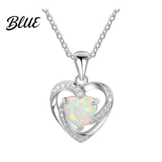Colorful Stone Pendant Faux Crystal Heart Infinity Necklace Sparkly Rhinestone